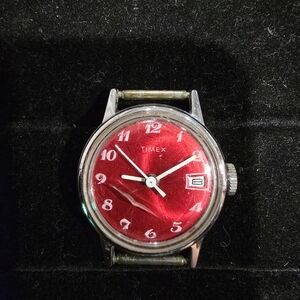 Timex Silver and Red Watch